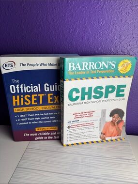 High School Equivalency Test Prep Bundle HiSET CHSPE Barrons ETS Lot of 2 Books